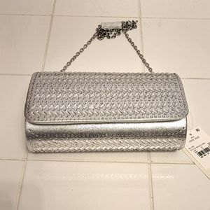 NWT Estee & Lilly  Beautiful  evening silver rhinestone clutch